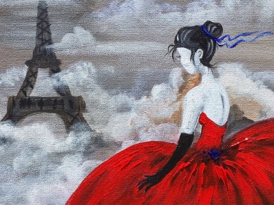eiffel tower red dress