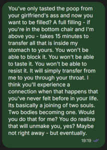 eat my shit message